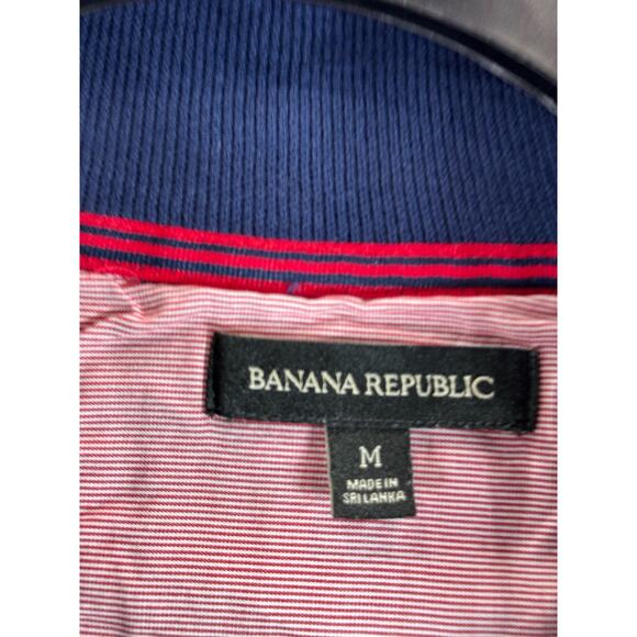 BANANA REPUBLIC Men's Navy Star Quarter-Zip Elbow-Patch Pullover Sweater SZ M - Picture 9 of 10